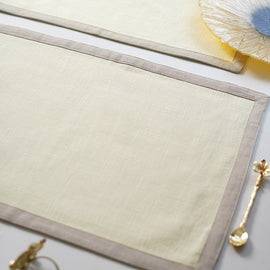 Set Of 2 Light Yellow Cotton Placemats