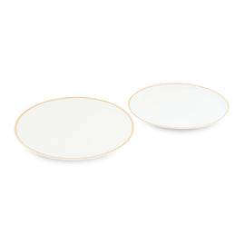 Set Of 2 White Dessert Plates with Gold Line