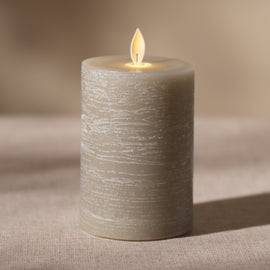 Grey LED Flickering Flame Rustic Candle