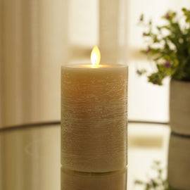 Grey LED Flickering Flame Rustic Candle
