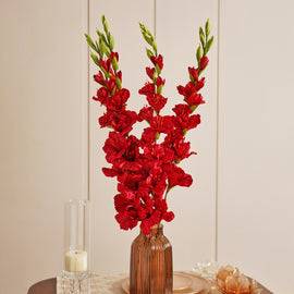 Red Gladiolus Faux Flower Stem - Single