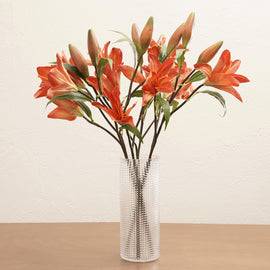 Orange Lily Faux Flower Stem - Single