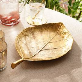 Gold Metal Leaf Decorative Platter - Large