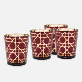 Set of 4 Red and Gold Cut Votives
