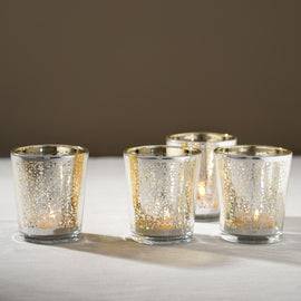 Set of 4 Silver Pattern Votives