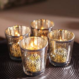 Set of 4 Silver Pattern Votives