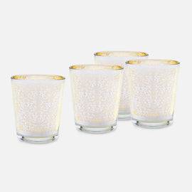 Set of 4 Silver Pattern Votives