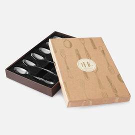 Set of 6 Silver Stainless Steel Dessert Spoons