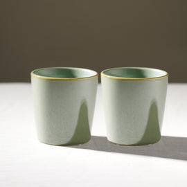 Set of 2 Green Ceramic Pots - Large