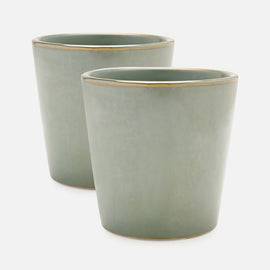 Set of 2 Green Ceramic Pots - Large