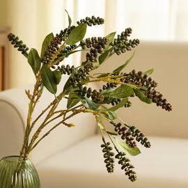 Dark Green Artificial Berry Stem - Single