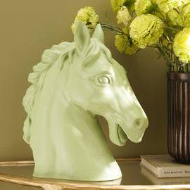 Green Polyresin Horse Head Figurine