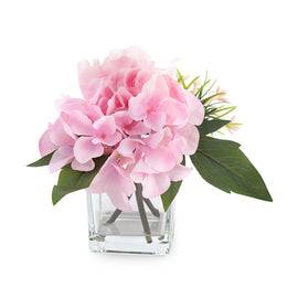 Light Pink Artificial Peony with Glass Vase
