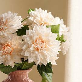 Ivory Artificial Dahlia Flower Stem - Single