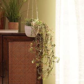Green & Purple Artificial Hanging Plant with Cement Pot