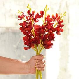 Dark Red Vanda Orchid Artificial Stem - Single