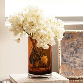 Dark Brown Cylindrical Straight Glass Vase - Small