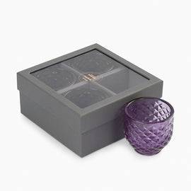 Set of 4 Purple Diamond Cut Tealight Holders