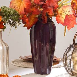 Dark Purple Glazed Ceramic Vase - Large