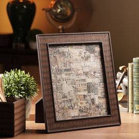 Brown Croco Texture Faux Leather Photo Frame - Large