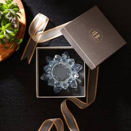 Light Blue Lotus Shaped Crystal Candle Holder