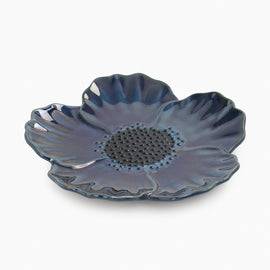 Blue Floral Shaped Ceramic Platter - Medium