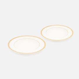 Set of 2 White Gold Rim Ceramic Dessert Plates