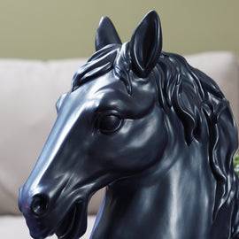 Dark Blue Matte Finish Polyresin Horse Head Figurine