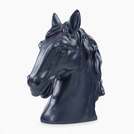 Dark Blue Matte Finish Polyresin Horse Head Figurine