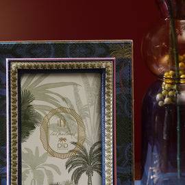 Dark Blue Palmas Printed Faux Leather Photo Frame