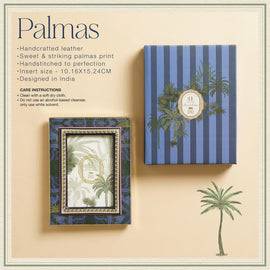 Dark Blue Palmas Printed Faux Leather Photo Frame