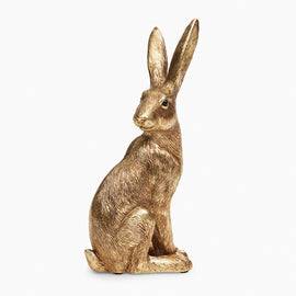 Gold Metal Finish Polyresin Rabbit Figurine - Medium