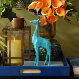 Teal Polyresin Giraffe Figurine - Small