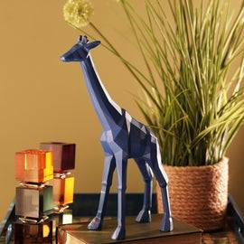 Blue Polyresin Giraffe Figurine - Large