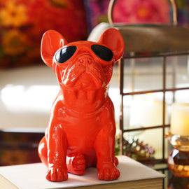 Orange Polyresin Pug Figurine