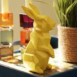 Yellow Polyresin Rabbit Figurine