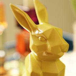 Yellow Polyresin Rabbit Figurine