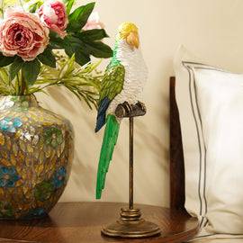 Green Polyresin Exotic Parrot with Stand