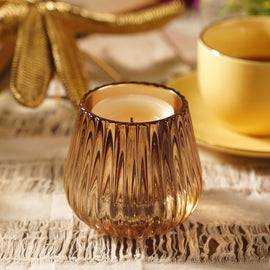 Gold Ribbed Texture Tealight Holder