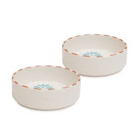 Set of 2 Orange & White Hand Painted Side Small Platter Bowls