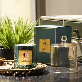 Teal Scented Wax Filled Bell Jar Candle - Rose & Summer Berry