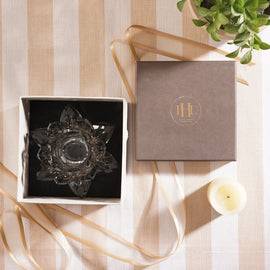 Grey Crystal Lotus Shaped Candle Holder