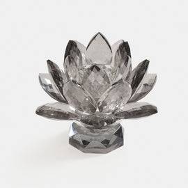 Grey Crystal Lotus Shaped Candle Holder