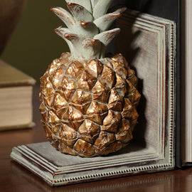 Gold & Green Polyresin Pineapple Bookends