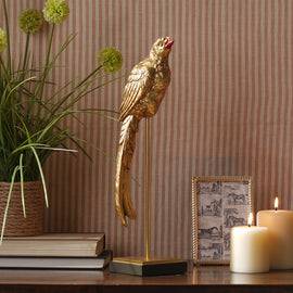 Gold Polyresin Bird Figurine