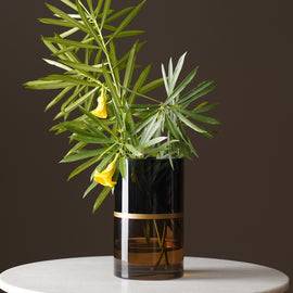 Brown & Black Two Tone Cylindrical Glass Vase