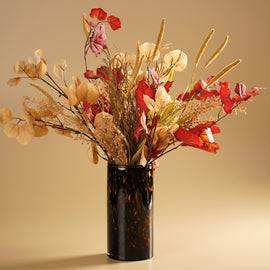 Brown Tortoiseshell Pattern Glass Vase - Large