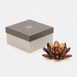 Amber Lotus Shaped Crystal Candle Holder