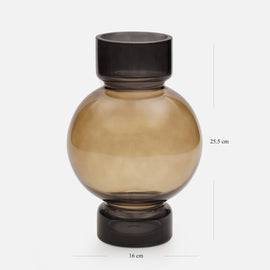 Dark Grey & Brown Ombre Geometric Glass Vase