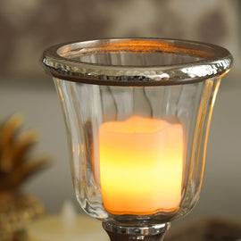 Silver Hurricane Candle Holder With Stand - Large